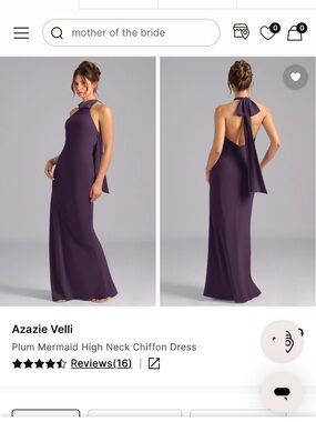 Azazie Plum High-Neck Chiffon Gown